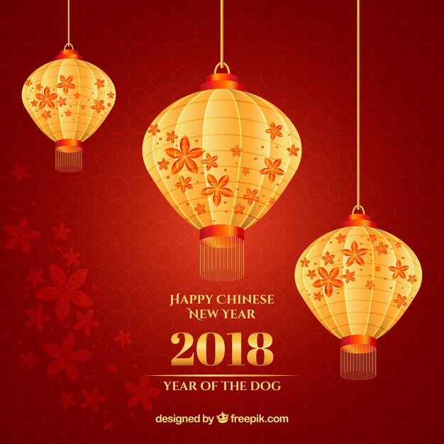 Priorità bassa cinese di nuovo anno con lanterne lucidi