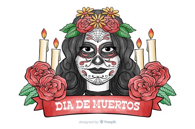 Priorità bassa dell'acquerello dia de muertos