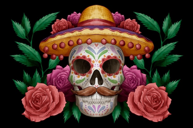 Priorità bassa dell'acquerello dia de muertos