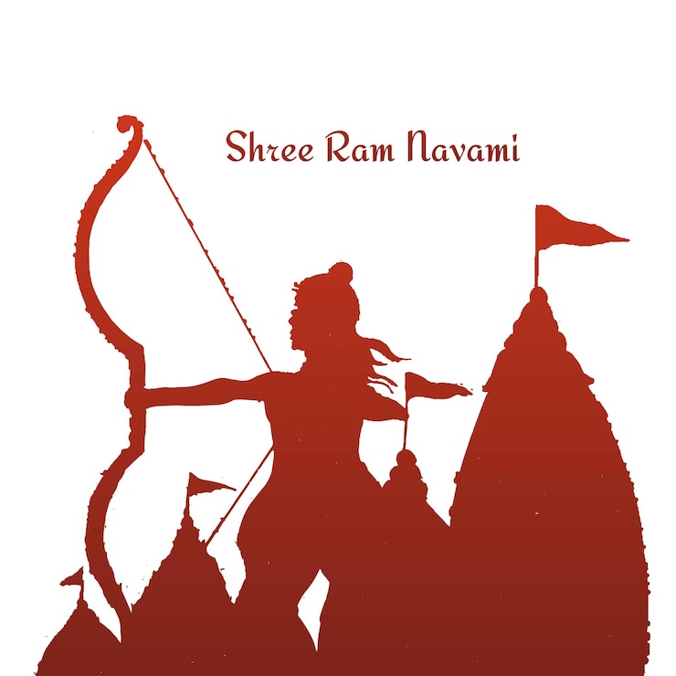 Vettore gratuito priorità bassa della cartolina d'auguri di shri ram navami festival