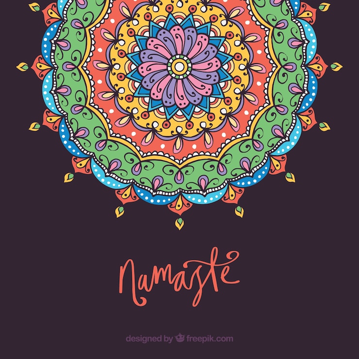 Vettore gratuito priorità bassa della mandala con il concetto di namaste