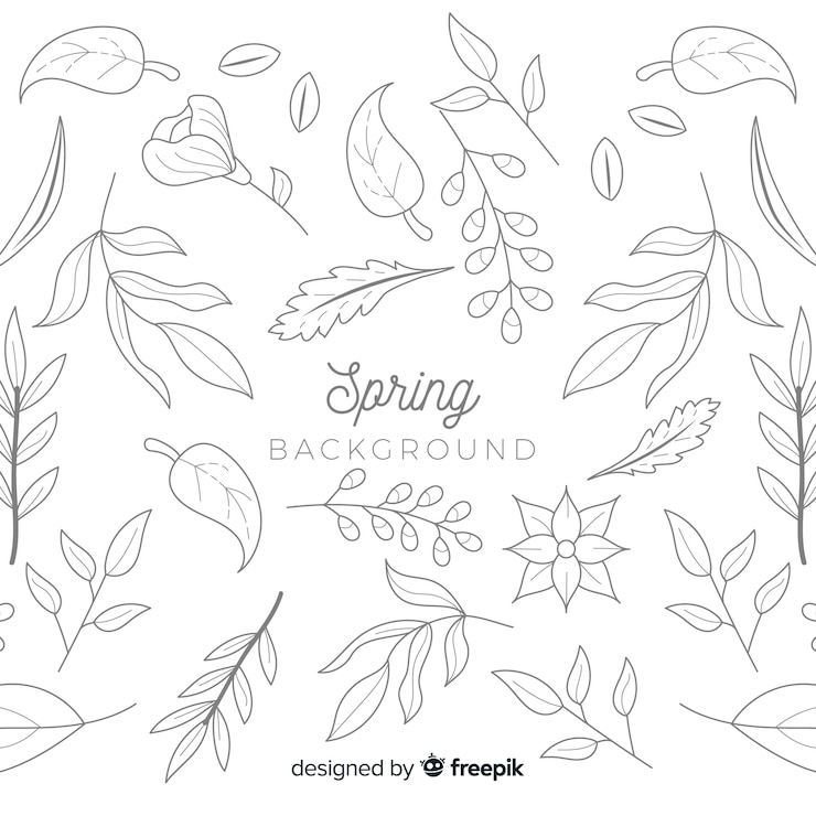 Vettore gratuito priorità bassa della molla di doodle incolore