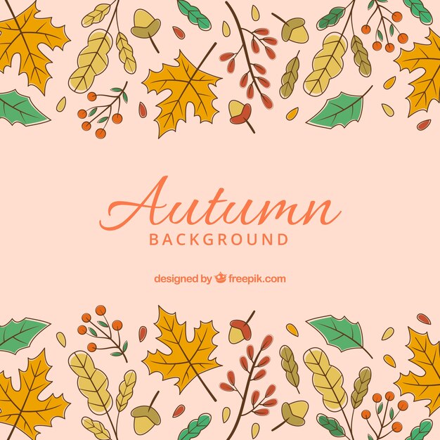 Priorità bassa di autunno disegnato a mano con stile colorato