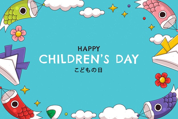 Priorità bassa di giorno dei bambini disegnati a mano