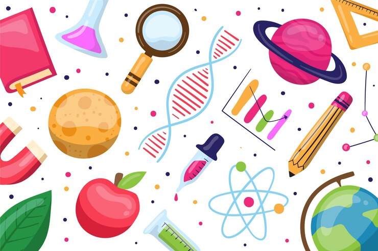 Vettore gratuito priorità bassa di scienza disegnata a mano con raccolta di elementi