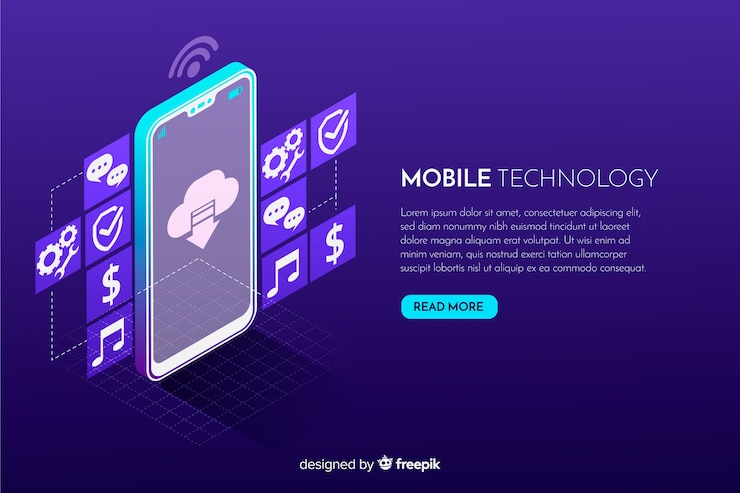 Vettore gratuito priorità bassa di tecnologia isometrica dello smartphone di gradiente