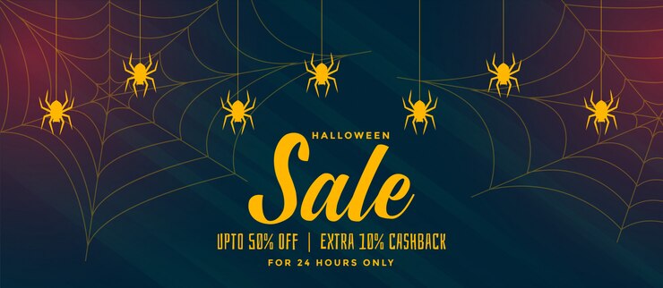 Vettore gratuito priorità bassa di vendita di halloween con ragnatela