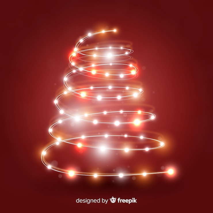 Vettore gratuito priorità bassa lucida realistica dell'albero di natale