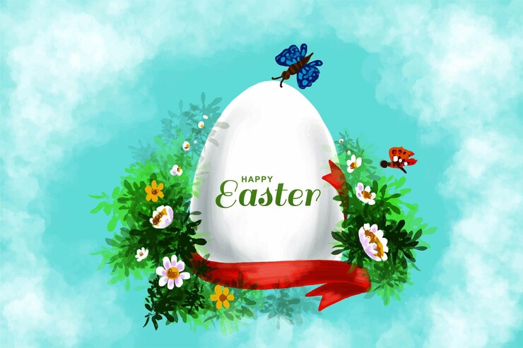 Vettore gratuito priorità bassa realistica della carta di giorno di pasqua felice