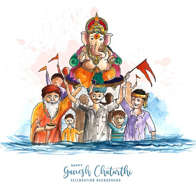 Priorità bassa religiosa della carta di celebrazione del festival indiano felice ganesh chaturthi