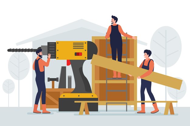 Professioni domestiche e di ristrutturazione di design piatto