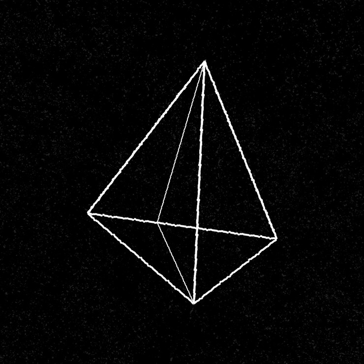 Vettore gratuito profilo del pentaedro 3d su un vettore di sfondo nero