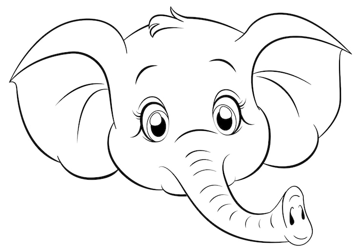 Vettore gratuito profilo della pagina da colorare dell'elefante carino