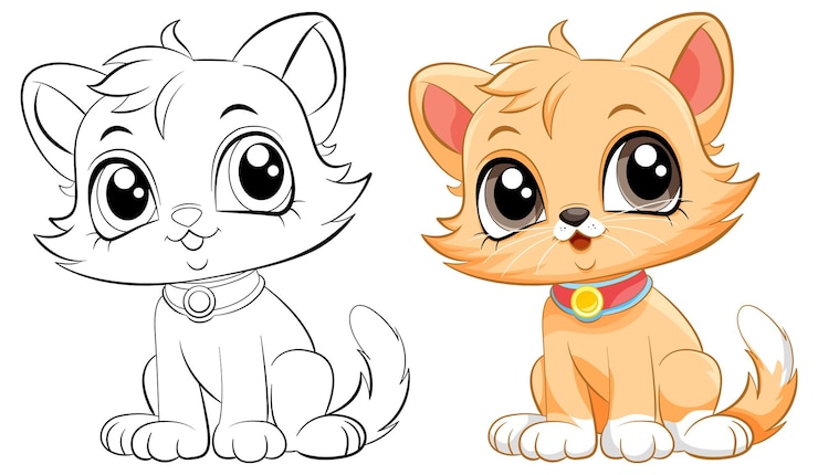 Vettore gratuito profilo della pagina da colorare di cute cat