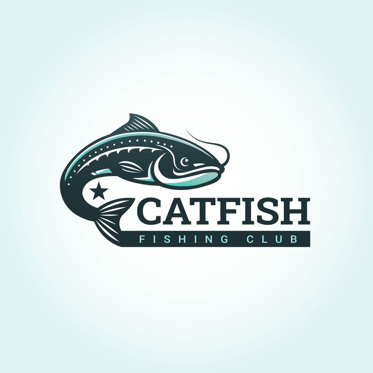 Vettore gratuito progettazione del logo del pesce gatto gradiente