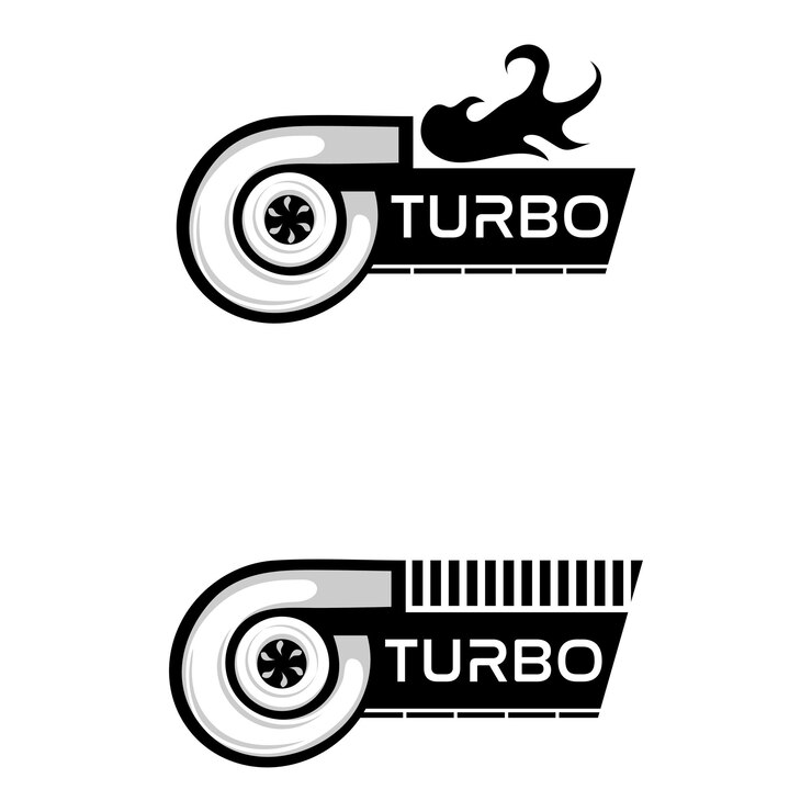 Vettore gratuito progettazione del logo dell'icona della macchina turbo