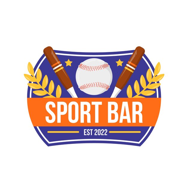 Progettazione del logo della barra sportiva a disegno piatto