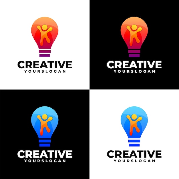 progettazione del logo della lampadina umana colorata