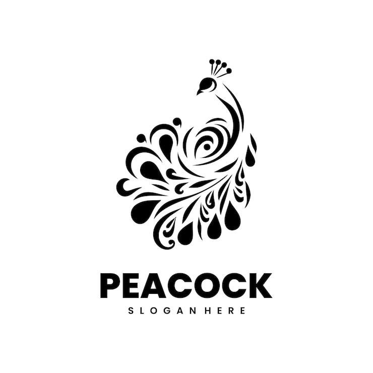 Vettore gratuito progettazione del logo della silhouette del pavone
