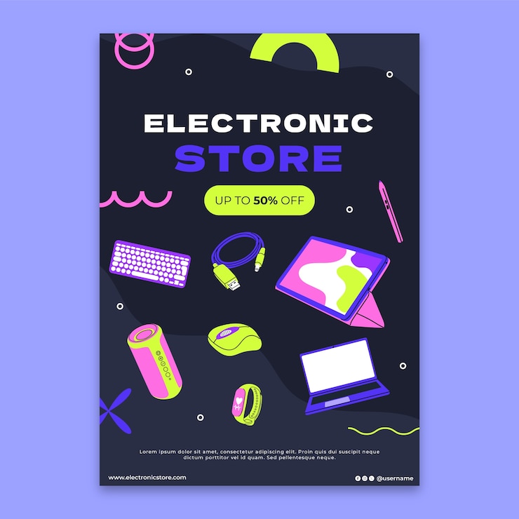 Vettore gratuito progettazione del modello del negozio di elettronica