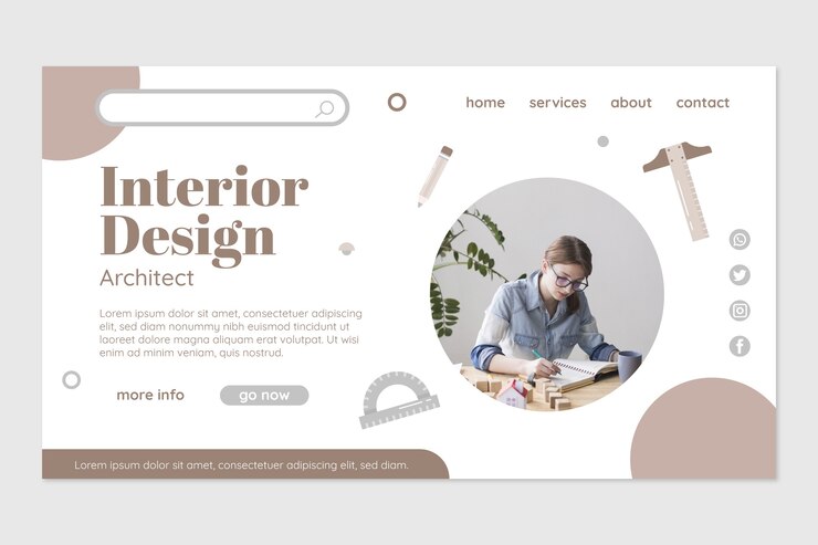 Vettore gratuito progettazione del modello della pagina di destinazione dell'architetto