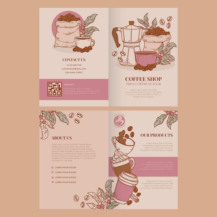 Vettore gratuito progettazione del modello di brochure della caffetteria