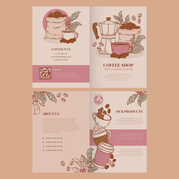 Progettazione del modello di brochure della caffetteria