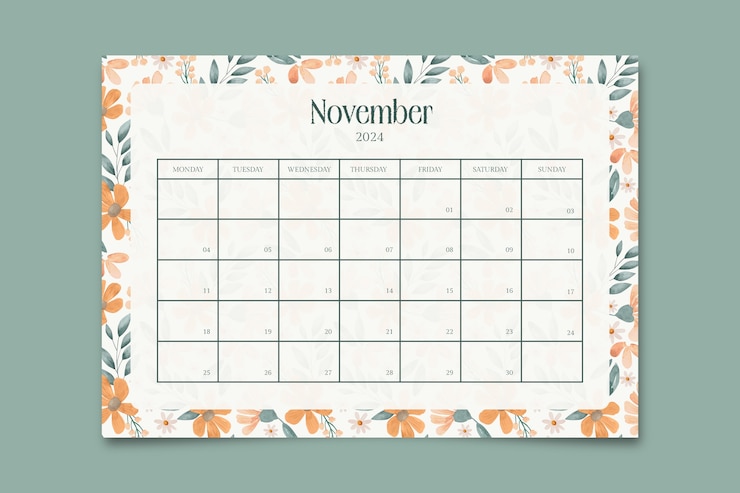 Vettore gratuito progettazione del modello di calendario mensile