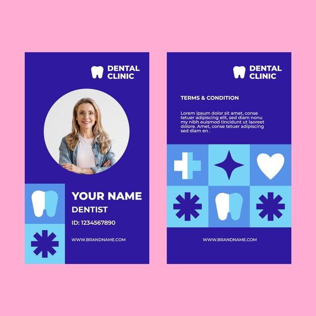Progettazione del modello di carta d'identità della clinica dentale