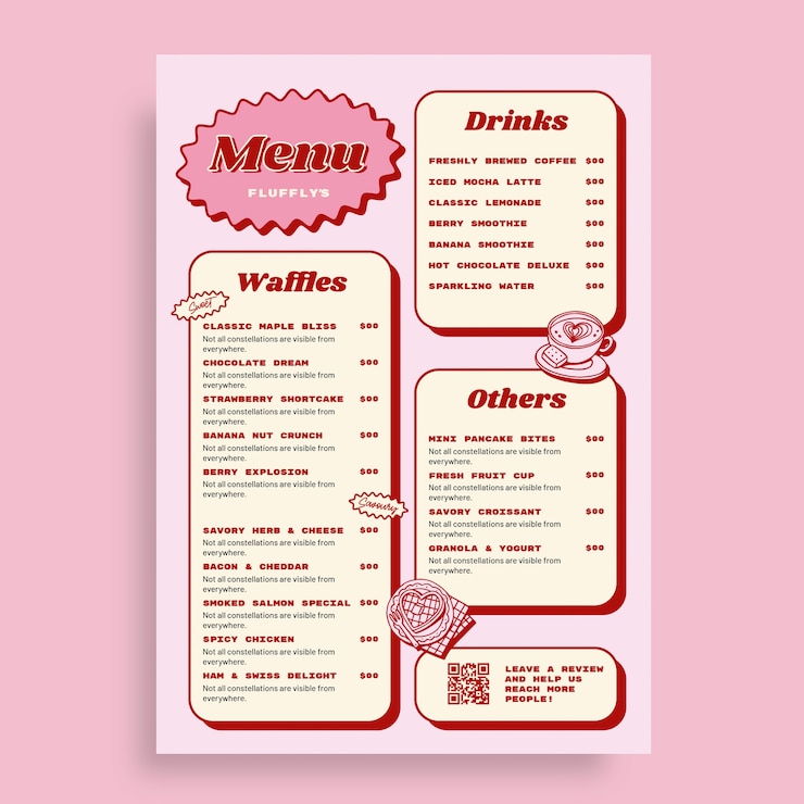 Vettore gratuito progettazione del modello di menu waffle