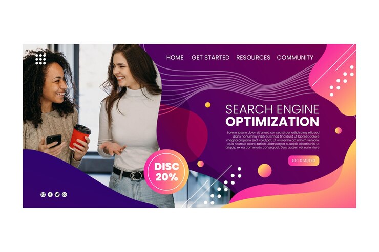 Vettore gratuito progettazione del modello di pagina di destinazione seo