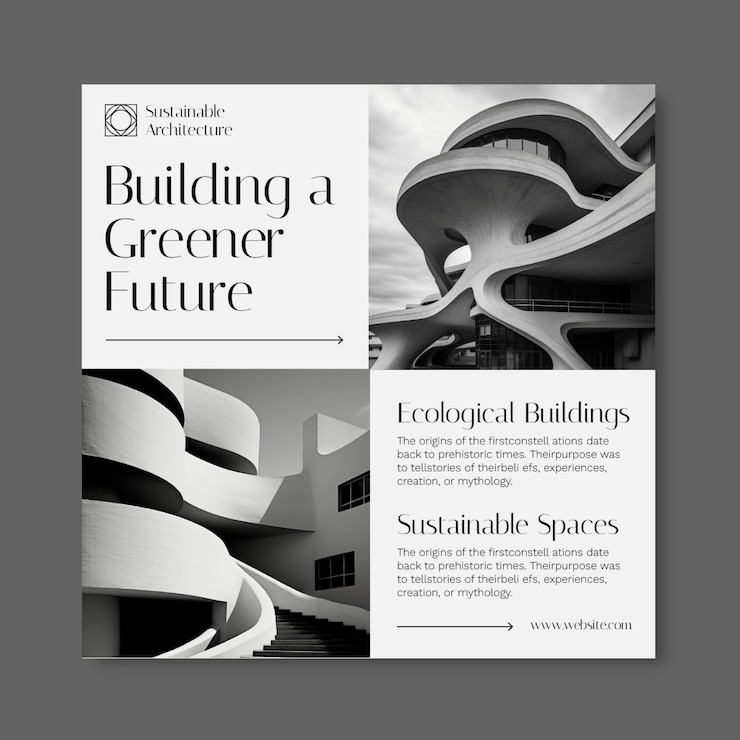 Vettore gratuito progettazione del modello di post di architettura di instagram