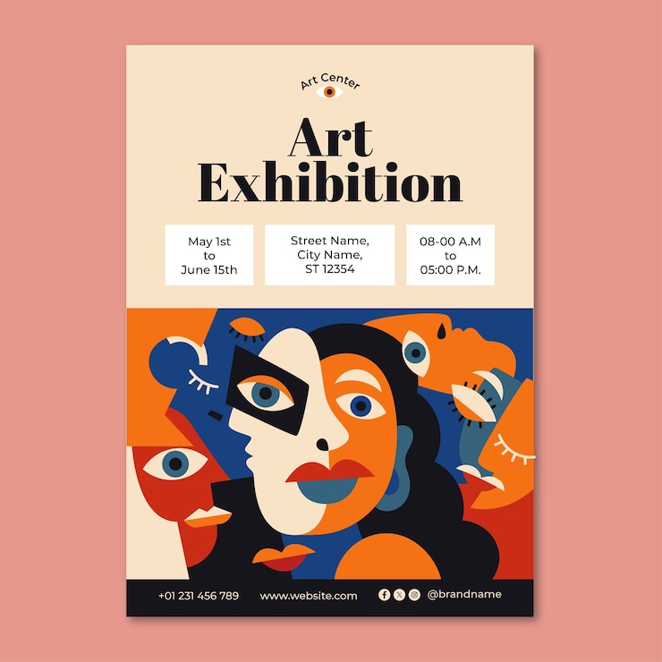 Vettore gratuito progettazione del modello di poster d'arte