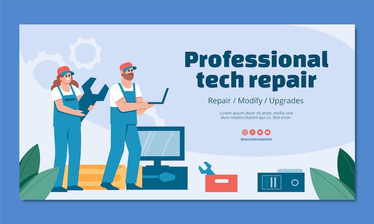 Vettore gratuito progettazione del modello di riparazione tecnica