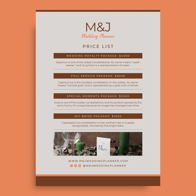 Progettazione del modello di wedding planner