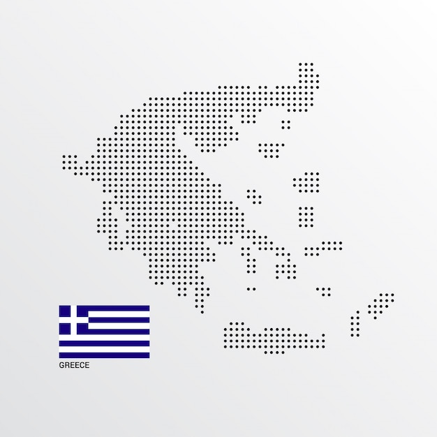 Progettazione della mappa della Grecia con la bandiera e il vettore leggero del fondo