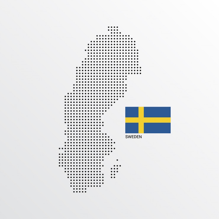 Vettore gratuito progettazione della mappa della svezia con la bandiera ed il vettore leggero del fondo