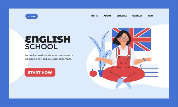 Progettazione della pagina di destinazione della scuola inglese