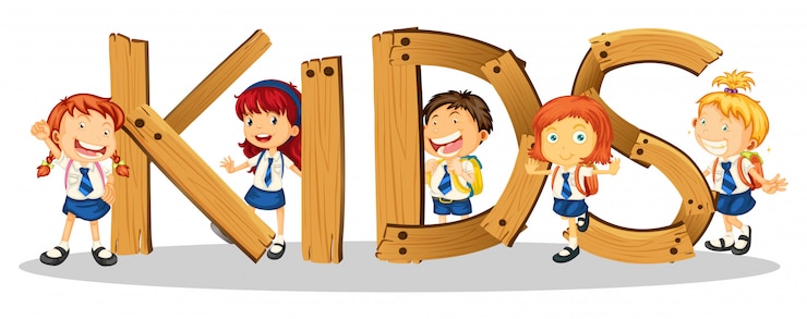 Vettore gratuito progettazione di caratteri per bambini di parole