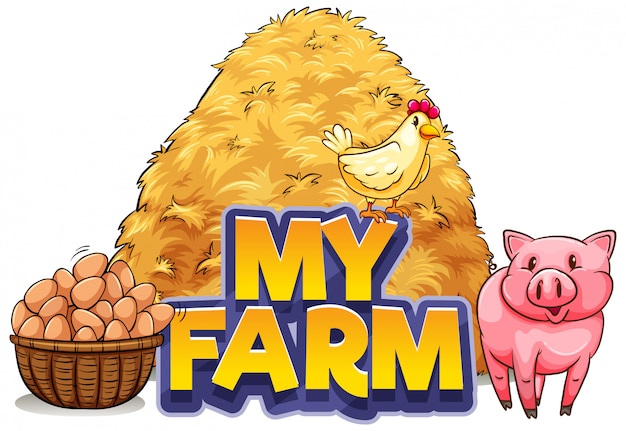 Progettazione di font per la mia fattoria con maiale e pollo
