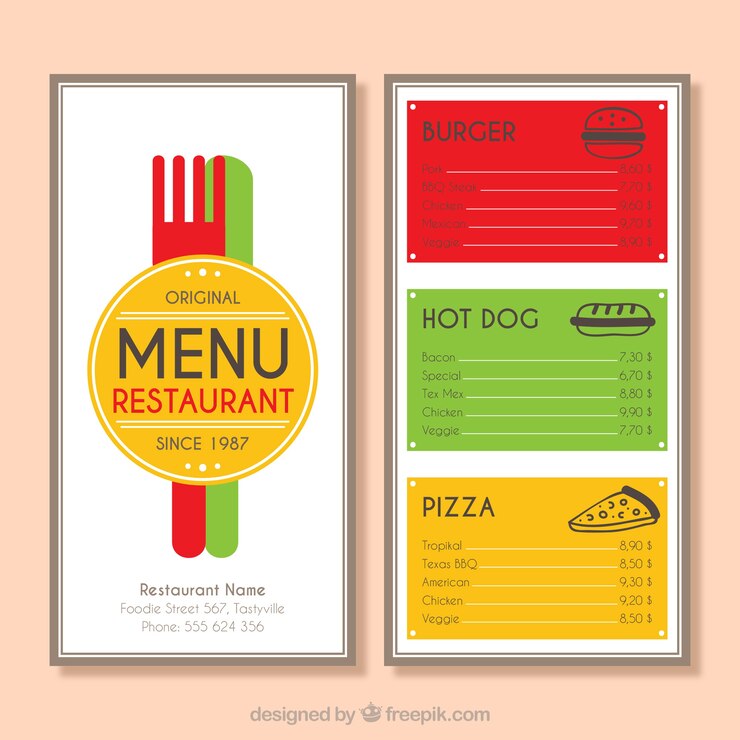 Vettore gratuito progettazione di menu colorati