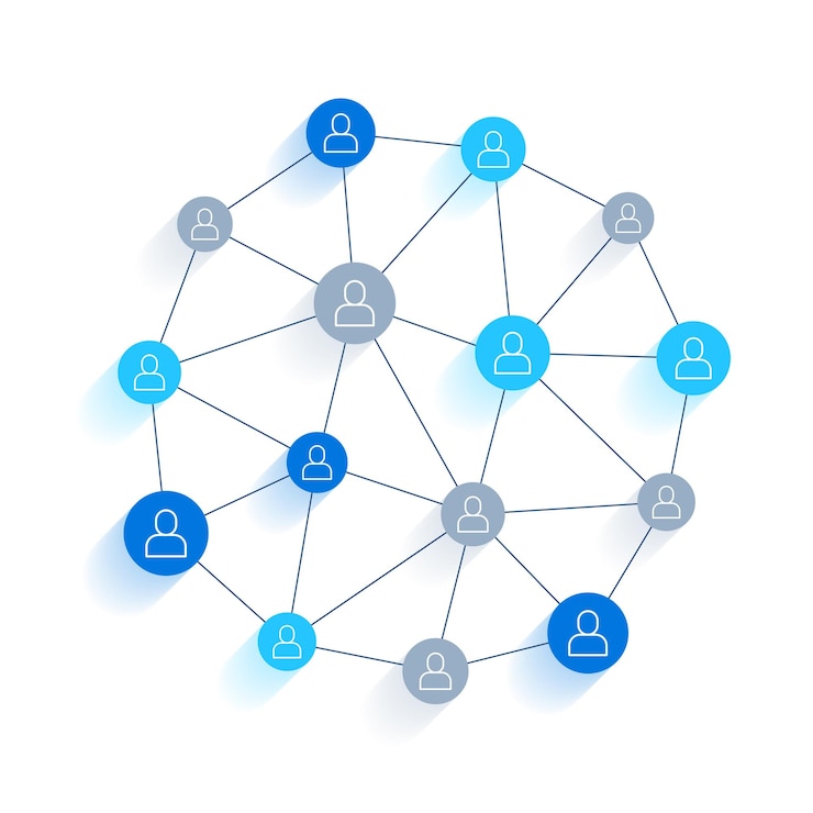 Vettore gratuito progettazione di modelli di diagrammi circolari di connessione tra persone e squadre sociali