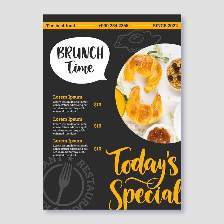 Vettore gratuito progettazione di poster per colazione e brunch disegnati a mano