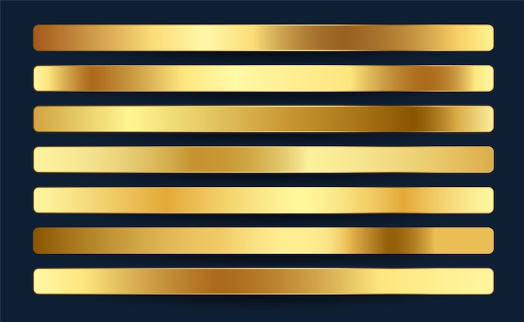 Vettore gratuito progettazione di set di palette di swatches con gradienti dorati reali premium