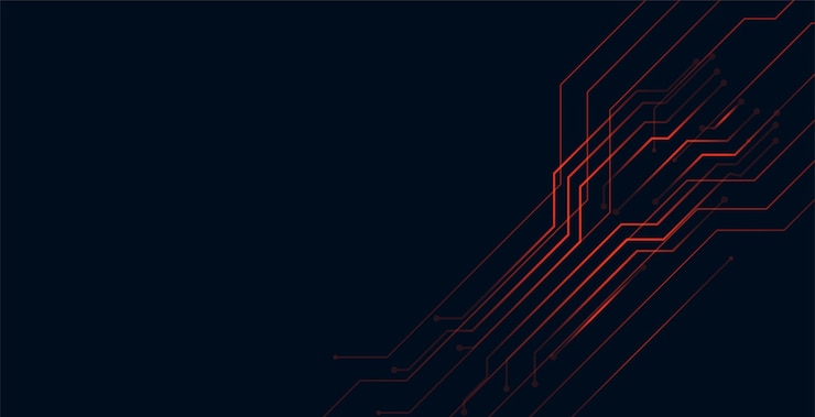 Vettore gratuito progettazione di sfondo della tecnologia delle linee di circuito rosso digitale
