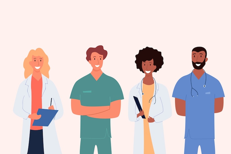 Vettore gratuito progettazione di team di professionisti della salute