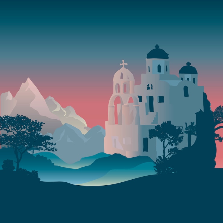 Vettore gratuito progettazione di vettore di progettazione delle case delle cicladi di santorini