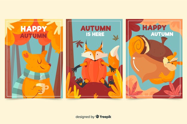 Progettazione disegnata a mano della raccolta della carta di autunno