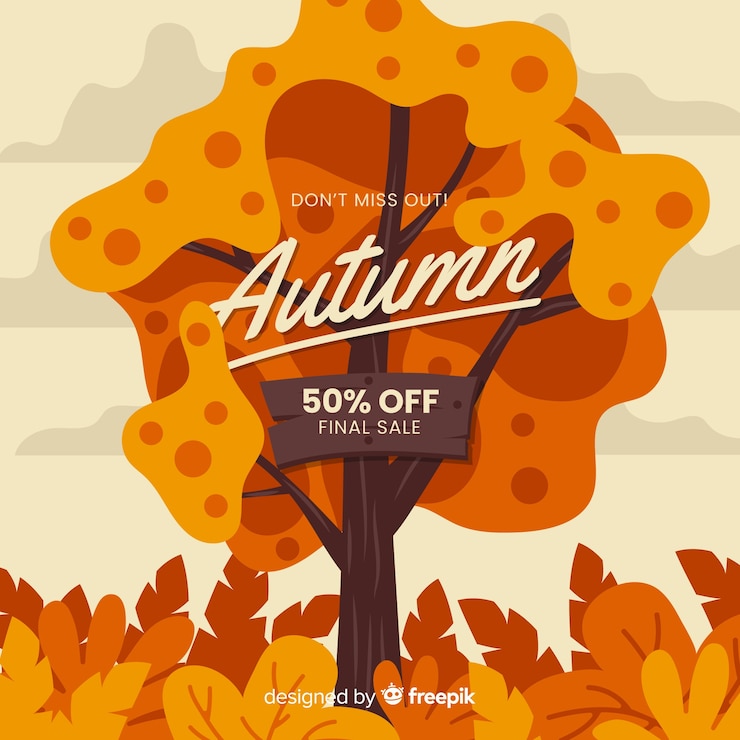 Vettore gratuito progettazione piana del fondo di vendite di autunno