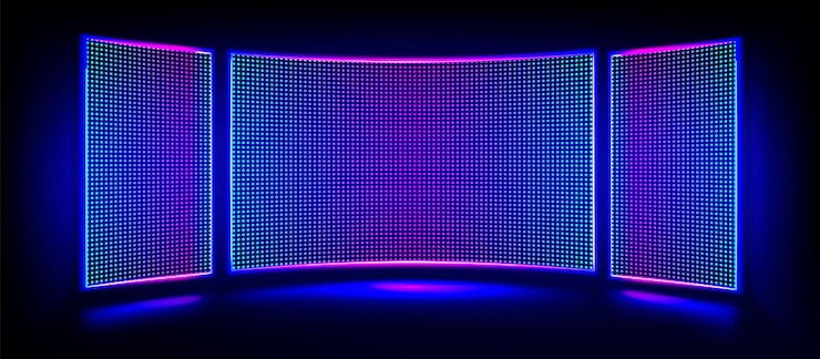 Vettore gratuito programma televisivo con schermo a led e sfondo a parete lcd